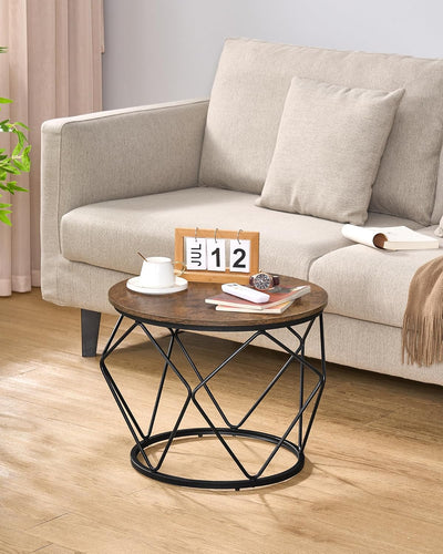Hzuaneri Couchtisch rund, 2er Set Beistelltische, Beistelltisch-Set mit Metallrahmen, Kleiner Beiste