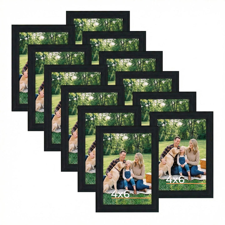 Giftgarden 12 Stück Bilderrahmen Set 10x15 cm für 15x10 Fotos und Bilder, Schwarz Fotorahmen Collage