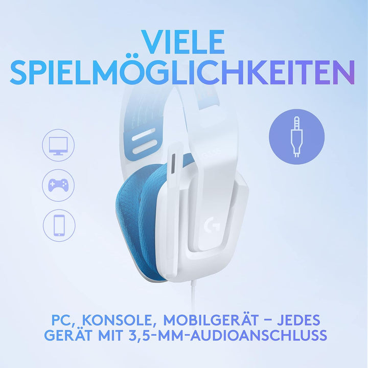 Logitech G335 Kabelgebundenes Gaming-Headset, Flip-to-Mute-Mikrofon, 3,5 mm Audioanschluss, Memory-S