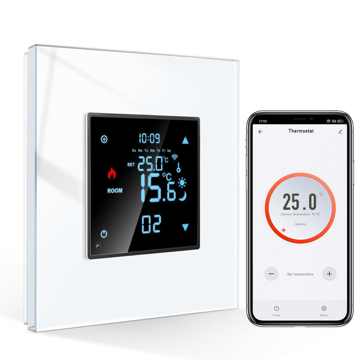 CNBINGO Smart Thermostat Unterputz mit Kristall Glasscheibe WLAN Digital Raumthermostat Kompatibel m