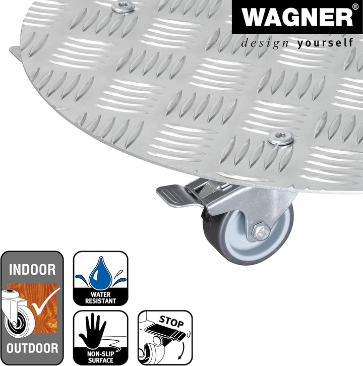 Wagner Pflanzenroller Alaska Ø 38 x 7,5 cm I Blumenroller für Aussenbereich + Innenbereich I Kübelro