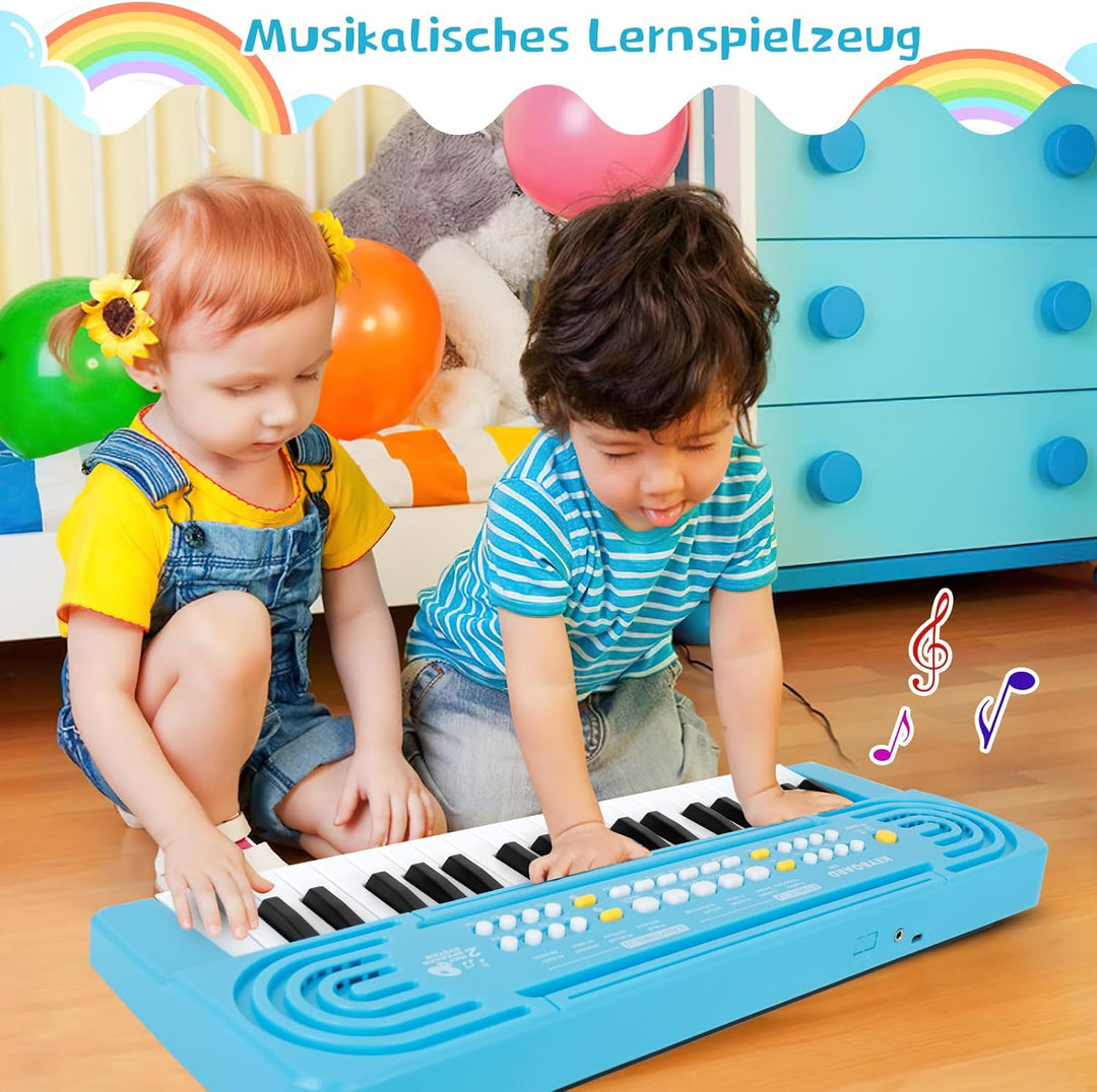 Keyboard Kinder mit Mikrofon, Multifunktions Kinder Klaviertastatur, 37 Tasten Elektronisches Klavie