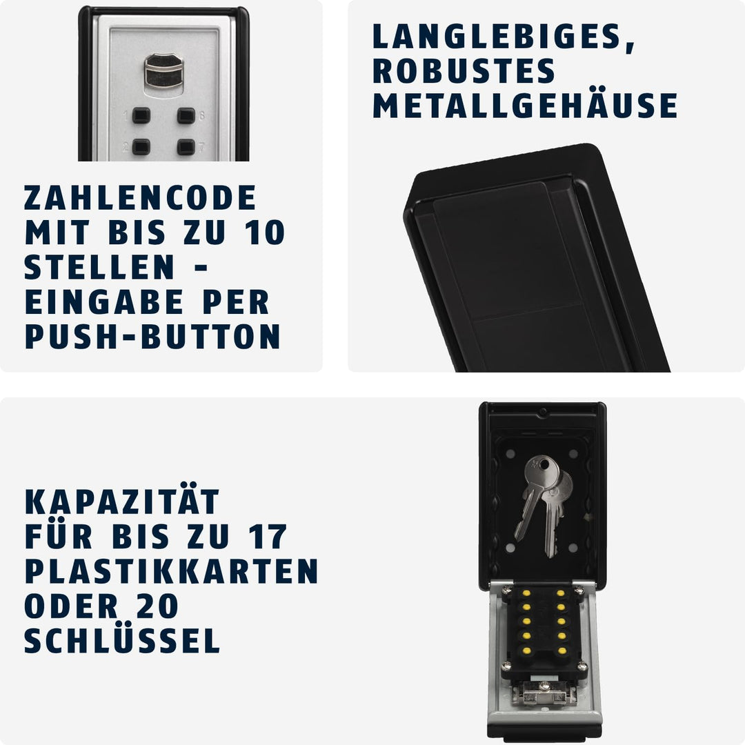 ABUS KeyGarage 767 - Schlüsselbox mit Bügel zur Wandmontage - mit Tastencode - für Schlüssel oder kl