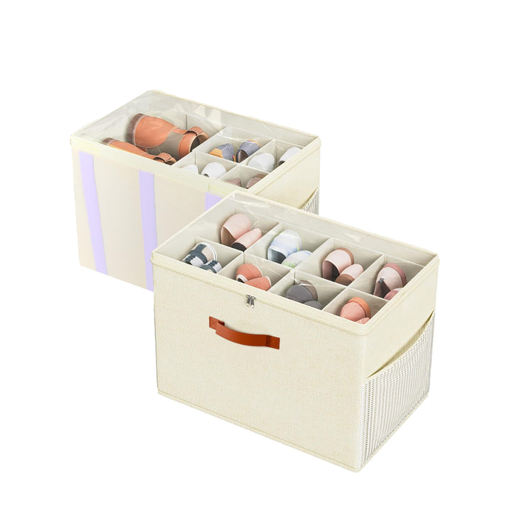 Verstellbare Schuh-Aufbewahrungsbox mit transparenter Oberseite, faltbarer Schuh-Organizer mit Trenn