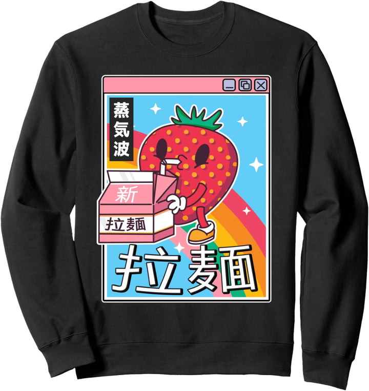 Otaku Vaporwave Erdbeermilch, Regenbogenfarben Sweatshirt