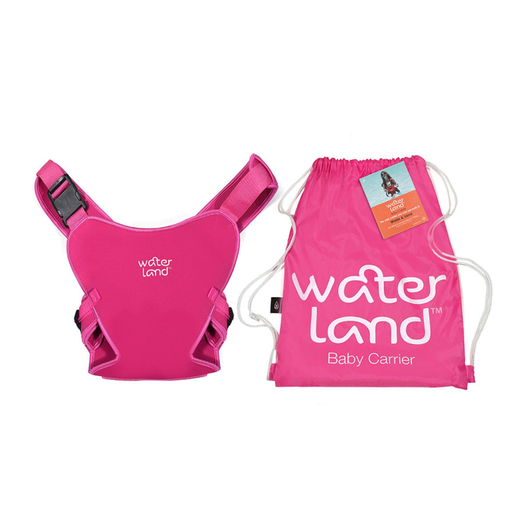 WaterLand Babytrage Innovativer Tragesitz für Wasser und Land Rosa - Wasserdichter Brustgurt für Kle