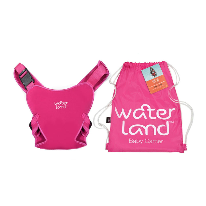 WaterLand Babytrage Innovativer Tragesitz für Wasser und Land Rosa - Wasserdichter Brustgurt für Kle