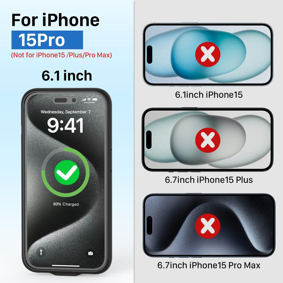 TQTHL Akkuhülle für iPhone 15 pro, [ 6800mAh ] Zusatzakku Ladehülle Akku hülle Handyhülle,wiederaufl