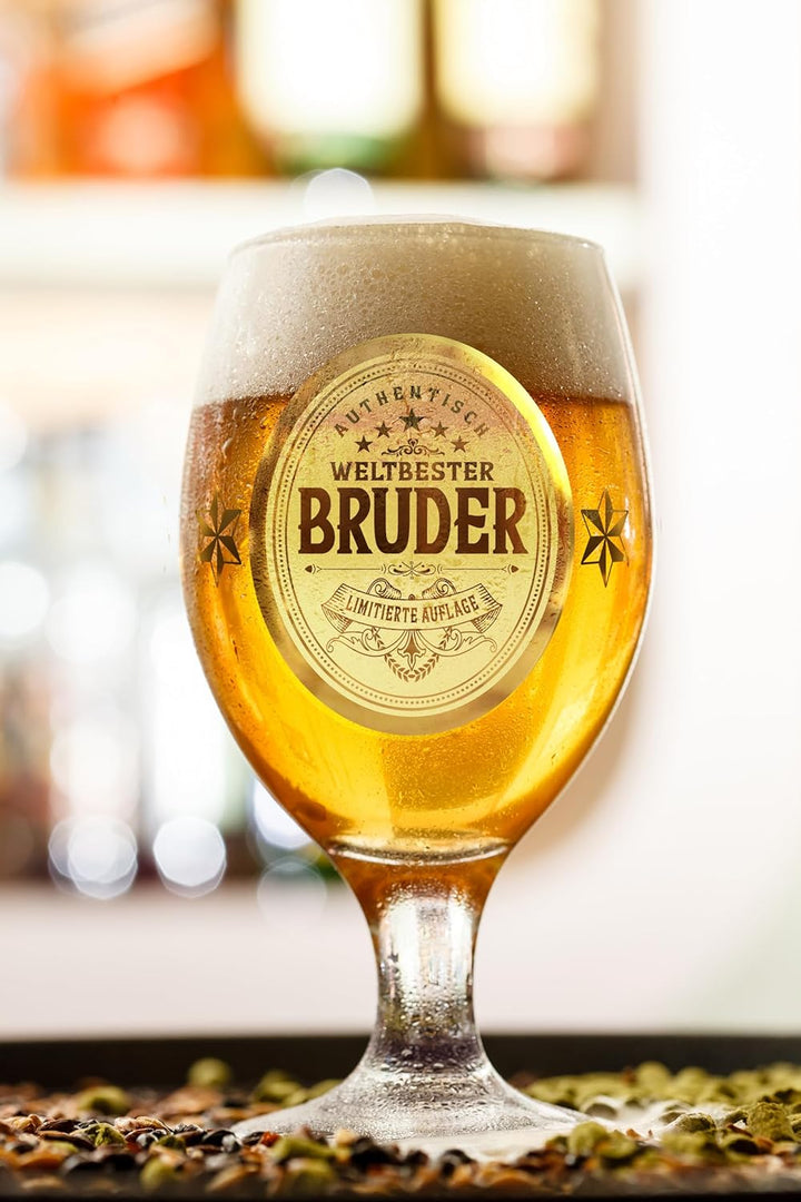 CROWNLY CRYSTAL® Personalisiertes Bierglas Mit Gravur - Geschenk für Bruder Zum Geburtstag - Männerg