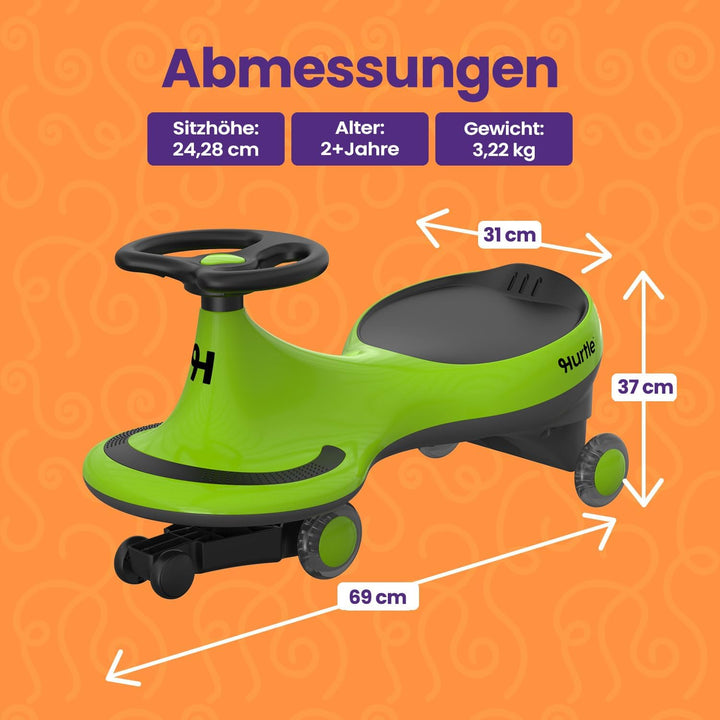 Hurtle Rutschauto Indoor Wiggle Drift Car für Kinder — fördert Motorik &amp; Balance | Grün, Grün