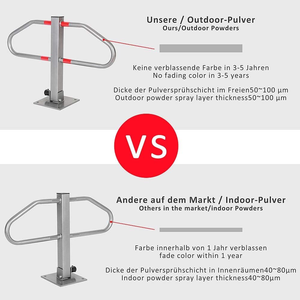 Melko Parkplatzbügel klappbar mit 3 Schlüssel Parkpfosten Parkplatzsperre Sperrpfosten Poller Parkpl