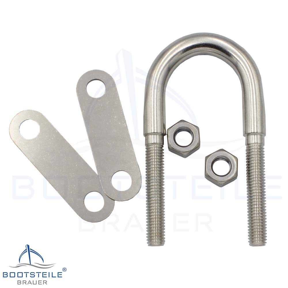 U-Bolzen mit 2 Platten und 2 Muttern DIN934 M12 X 65 mm - (2 Stück) - Edelstahl A4 - Bügelbolzen, Ge