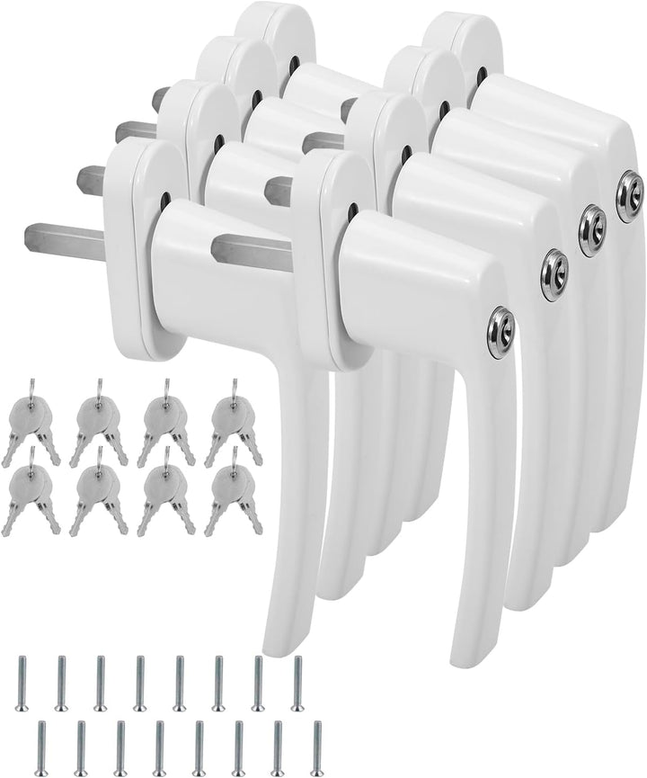 Eulenke Abschliessbarer Sicherheitsfenstergriff - 8er Set Weiss inkl. 16 Schlüssel und Schrauben - K