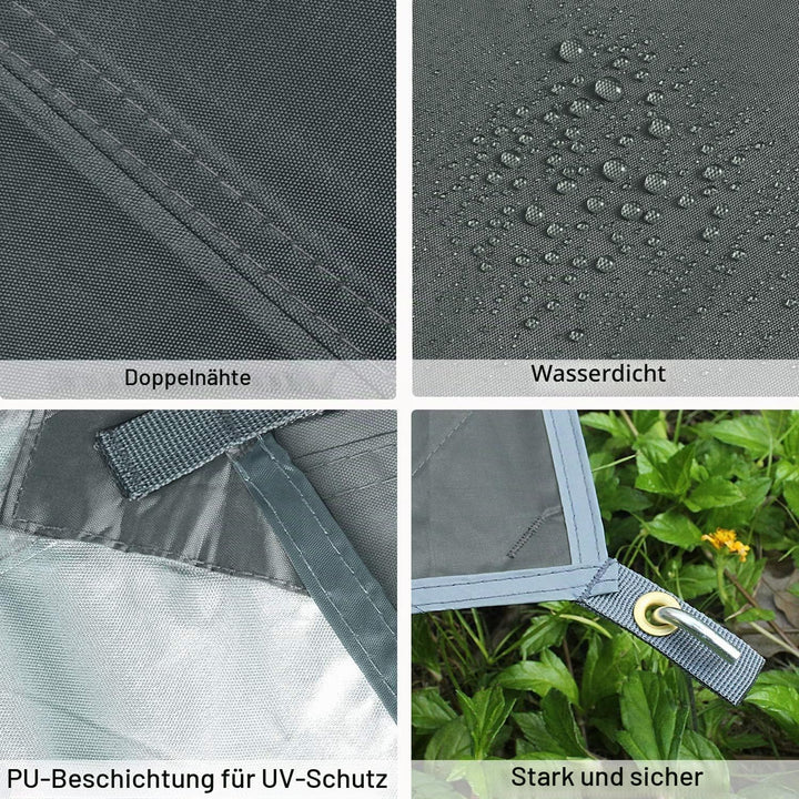 Unigear Tarp 3x3 3x4 3x5 4x4 wasserdicht, Zeltplane für Hängematte mit Ösen + 6/8 Erdnägel + 6/8 Sei