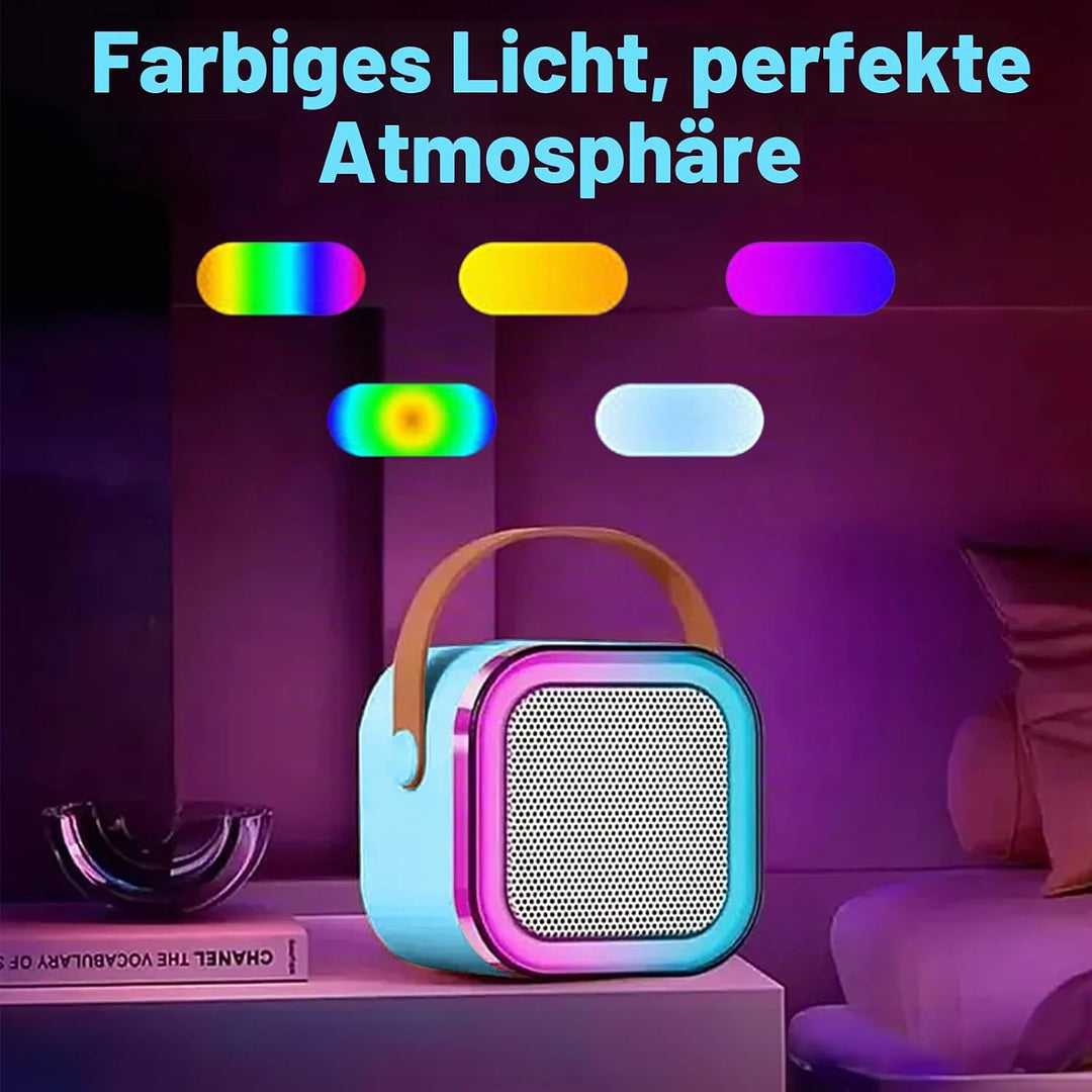 Mini Karaoke Maschine mit 2 Drahtlosen Mikrofonen, Karaoke Maschine Kinder, tragbarer Bluetooth-Laut