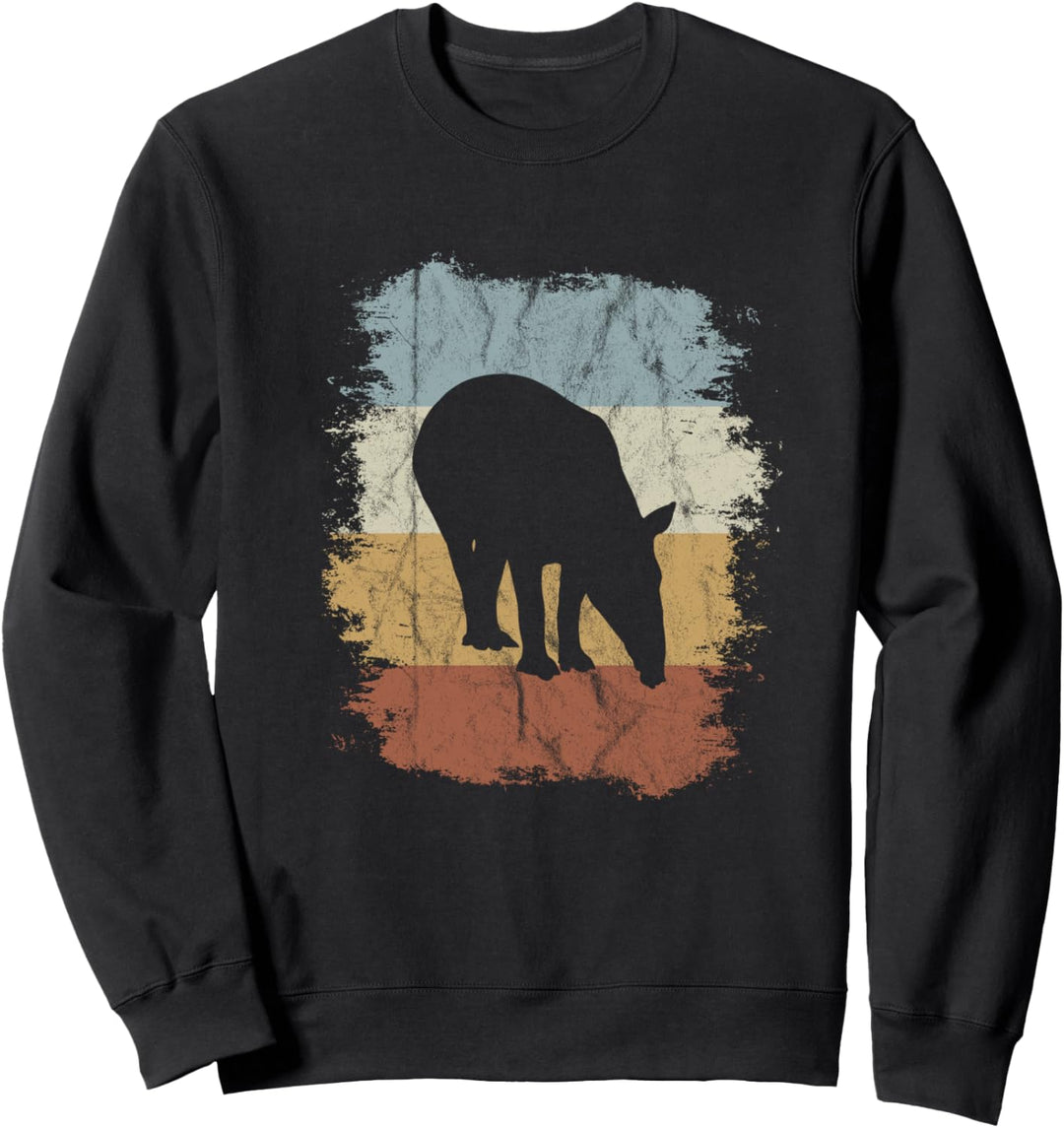 Lässige Retro Flachlandtapir Schabrackentapir Silhouette Sweatshirt