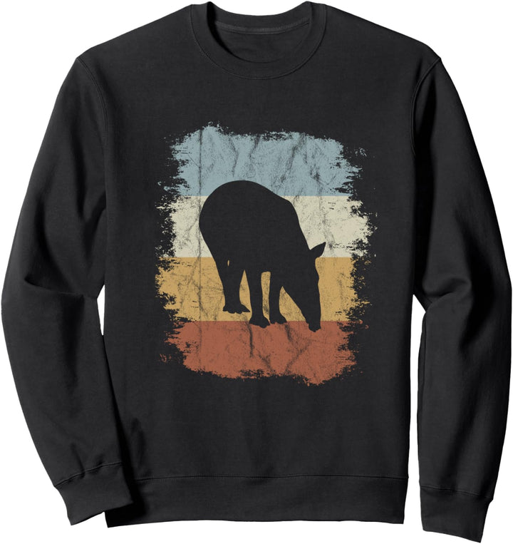 Lässige Retro Flachlandtapir Schabrackentapir Silhouette Sweatshirt