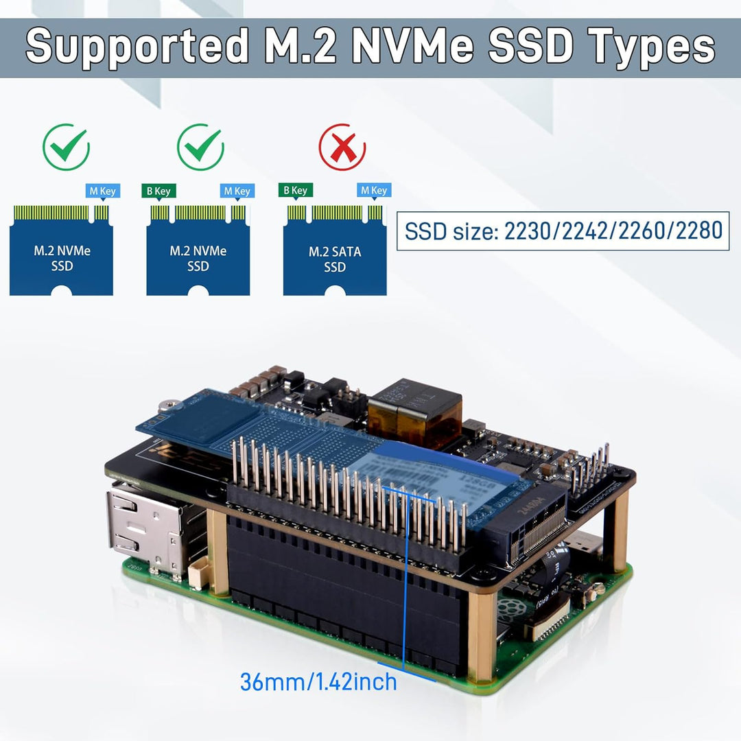 GeeekPi P33 M.2 NVME M-Key PoE+ Hat für Raspberry Pi 5, mit offiziellem Pi 5 Active Cooler und Alumi