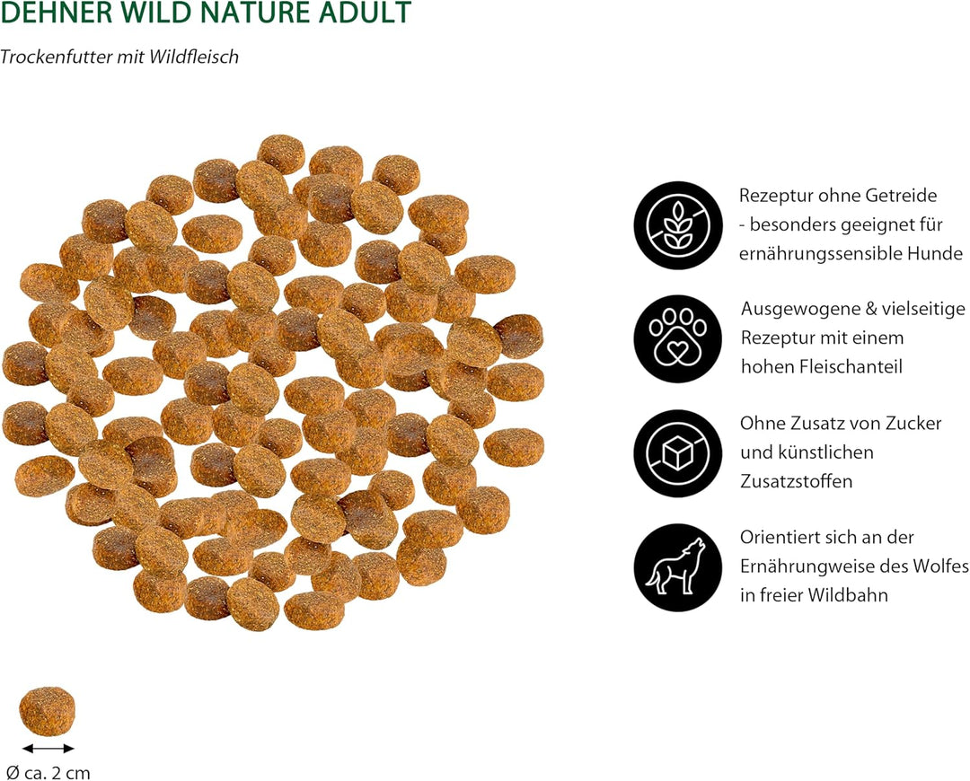 Dehner Wild Nature Hundefutter Auwald, Trockenfutter getreidefrei / zuckerfrei, für ausgewachsene Hu