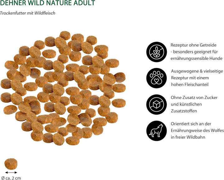 Dehner Wild Nature Hundefutter Auwald, Trockenfutter getreidefrei / zuckerfrei, für ausgewachsene Hu