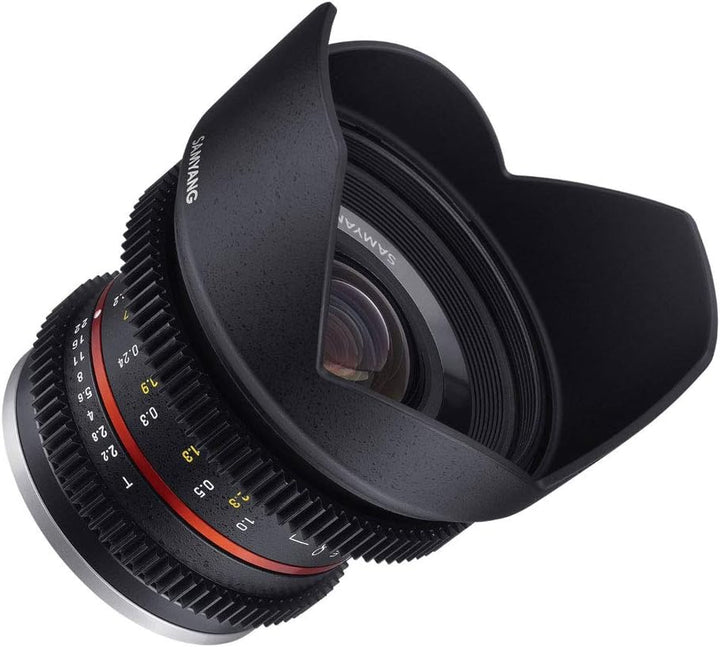 Samyang 12/2,2 Objektiv Video APS-C Sony E manueller Fokus Videoobjektiv 0,8 Zahnkranz Gear, Weitwin