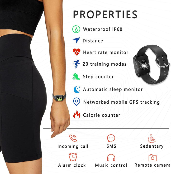 SUPBRO Fitness Tracker Smartwatch Wasserdicht IP68 Fitness Armband 1,54" Farbbildschirm Aktivitätstr