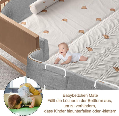 YRHome 200cm Bettgitter Bettschutzgitter Rausfallschutz für Kinder Höhenverstellbar DIY Verformbar B