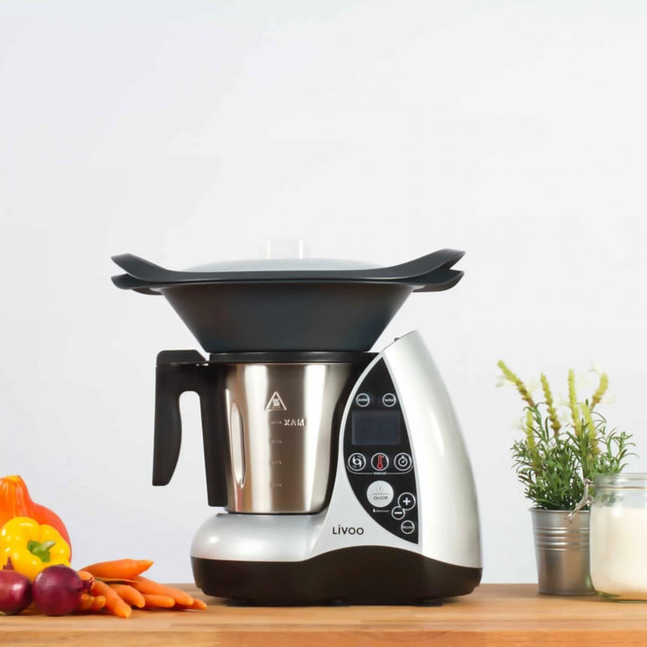Livoo DOP142G Küchenmaschine beheizbar, Edelstahl, grau, Grau