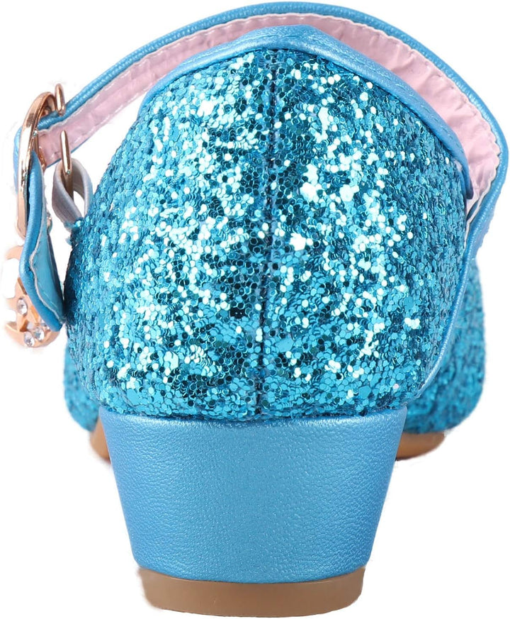 Prinzessin Schuhe Mädchen Glitzer ELSA Stöckelschuhe mit Absatz Ballerina für Party Karneval Verklei