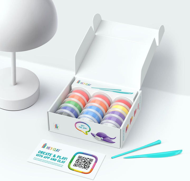 HEY CLAY - 15 Dosen lufttrocknende Knete für Kinder ab 3 Jahren - Kreatives Bastelset - Modelliermas