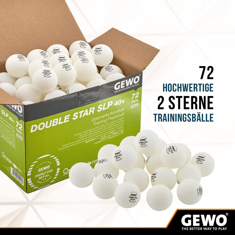 GEWO Double Star SLP Tischtennisbälle - 2 Sterne Tischtennis-Ball aus Plastik 40+ ohne Naht - Profes