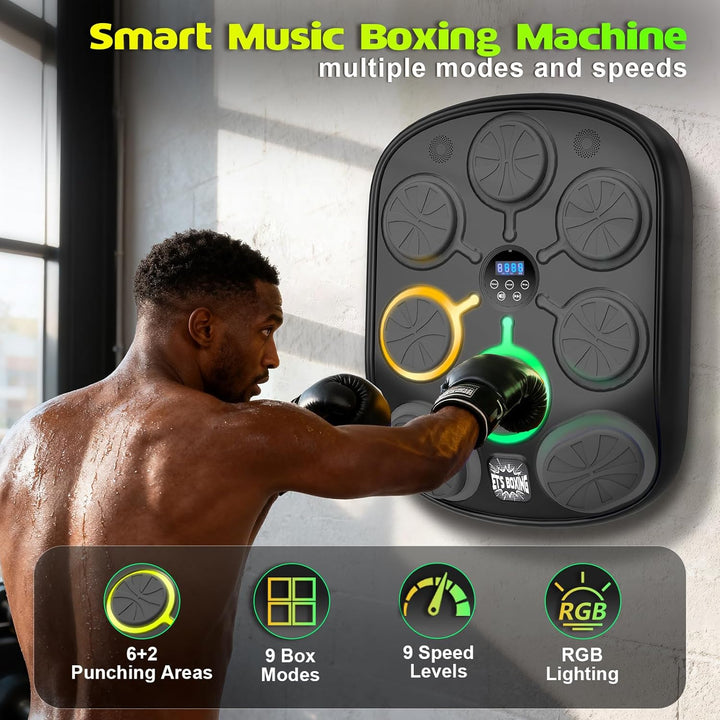 Musik-Boxmaschine für Erwachsene, 6+2 Ziele Bluetooth-Smart-Box-Trainingsgerät mit LED-Leuchten und
