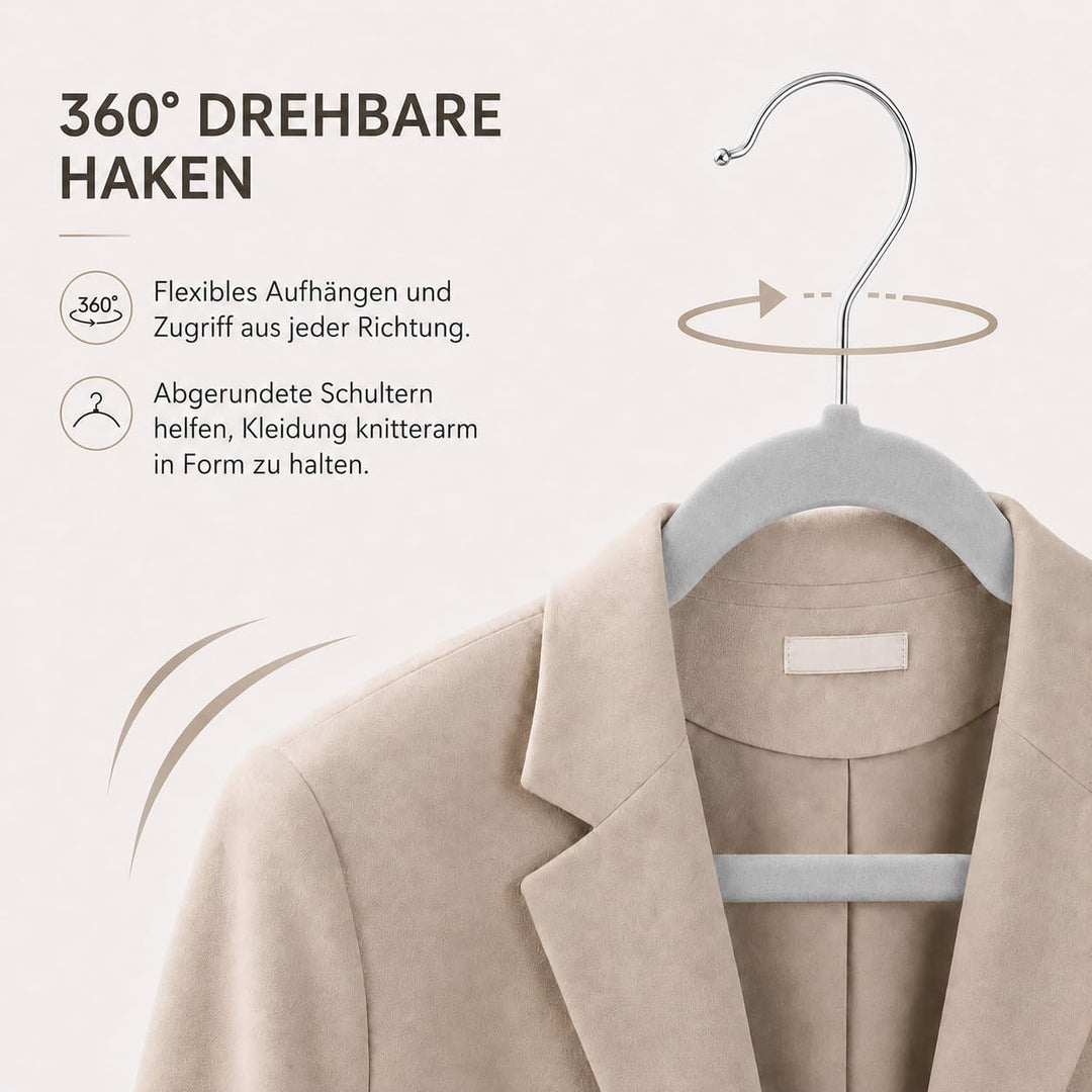 HOUSE DAY Kleiderbügel Samt 40 Stück, rutschfeste Schmale Bügel als Kleiderbügel Platzsparend design