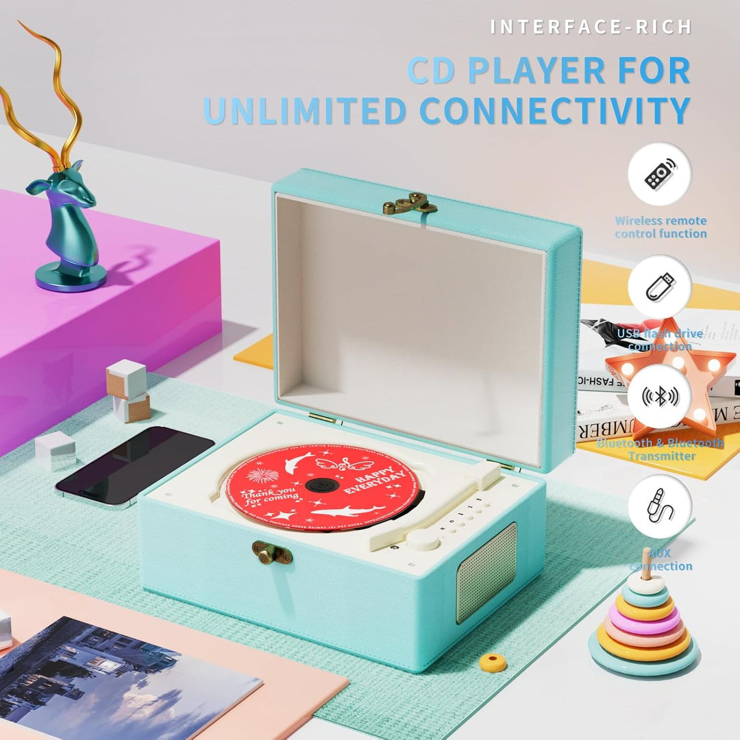 Yintiny Blue Time Musikbox CD-Player mit Lautsprechern für Heimdekoration