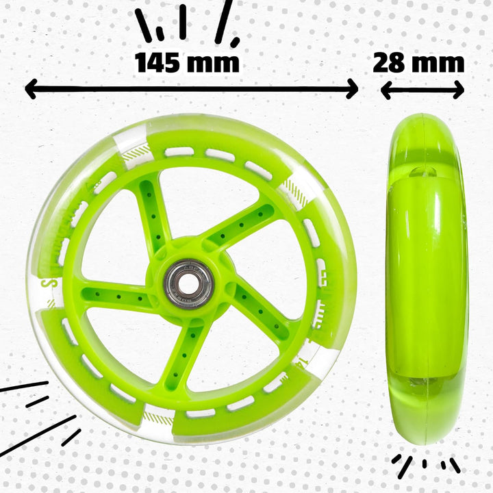Apollo City Scooter 145mm Ersatzräderset Pro Wheels - ABEC 7 Kugellager, Roller Rad Ersatz-Räder pas