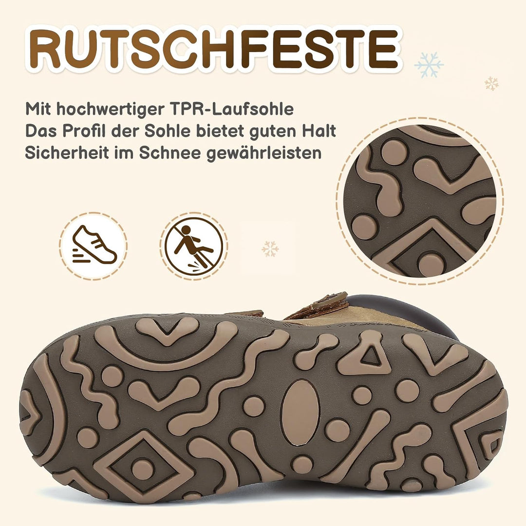 Mishansha Kinder Winterschuhe Gefüttert Winterstiefel für Jungen Mädchen Gr.24-38 27 EU Braun, 27 EU
