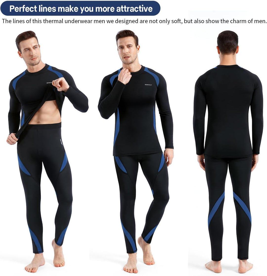 Thermounterwäsche Herren, Skiunterwäsche Winter Thermowäsche Set Funktionsunterwäsche Warm Weich Fun