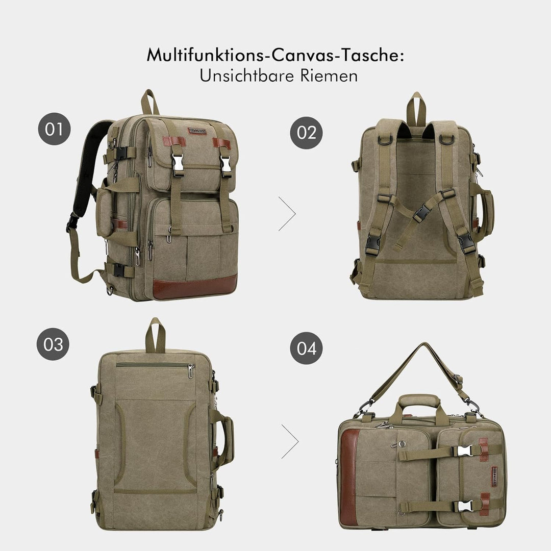WITZMAN Reiserucksack Herren Canvas 40L Laptop Rucksack Fit 16 Zoll Vintage Rucksack für Herren Gesc