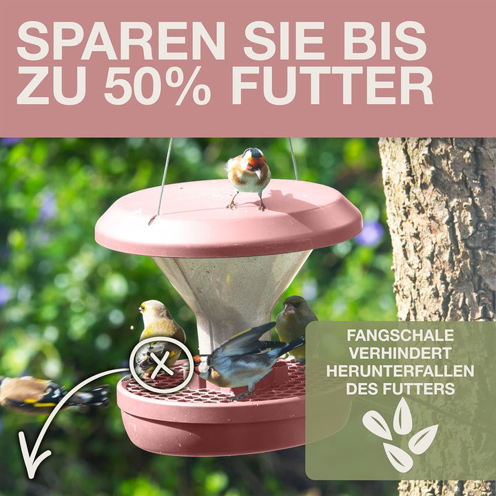 SWISSINNO Vogelfutterhaus zum Aufhängen – Davos SMART Birds - Vogelfutterspender mit Auffangschale -
