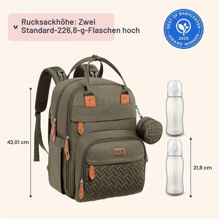 BabbleRoo Baby Wickeltasche/Rucksack, Wickelrucksack lässige Wickeltaschen Armeegrün