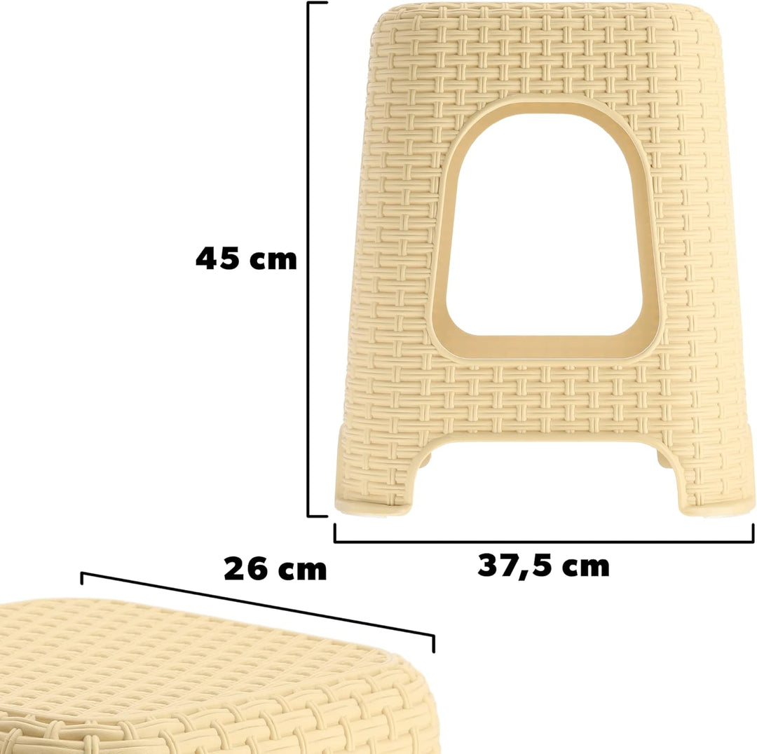 KADAX Hocker aus Kunststoff, Tritthocker bis 120 kg, Rattanhocker mit Antirutschfüssen, Badhocker, W