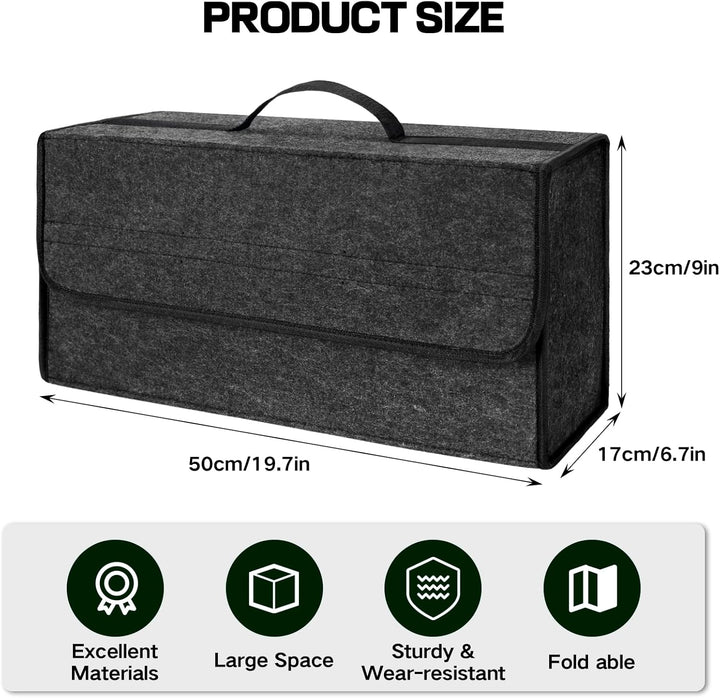 Auto Kofferraum Organizer klett,Faltbar Kofferraumtasche,Rutschfest Filz Auto Organizer Toolbag für
