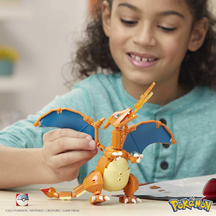 MEGA Pokémon Building Toys Action Figure, Poseable 4 Inch Charizard Collectible for Display with Bon