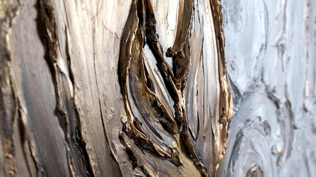 YS-Art XXL Abstrakt Acryl Gemälde auf Leinwand mit Rahmen Kostbarkeit handgemalte Wandbilder Wohnzim