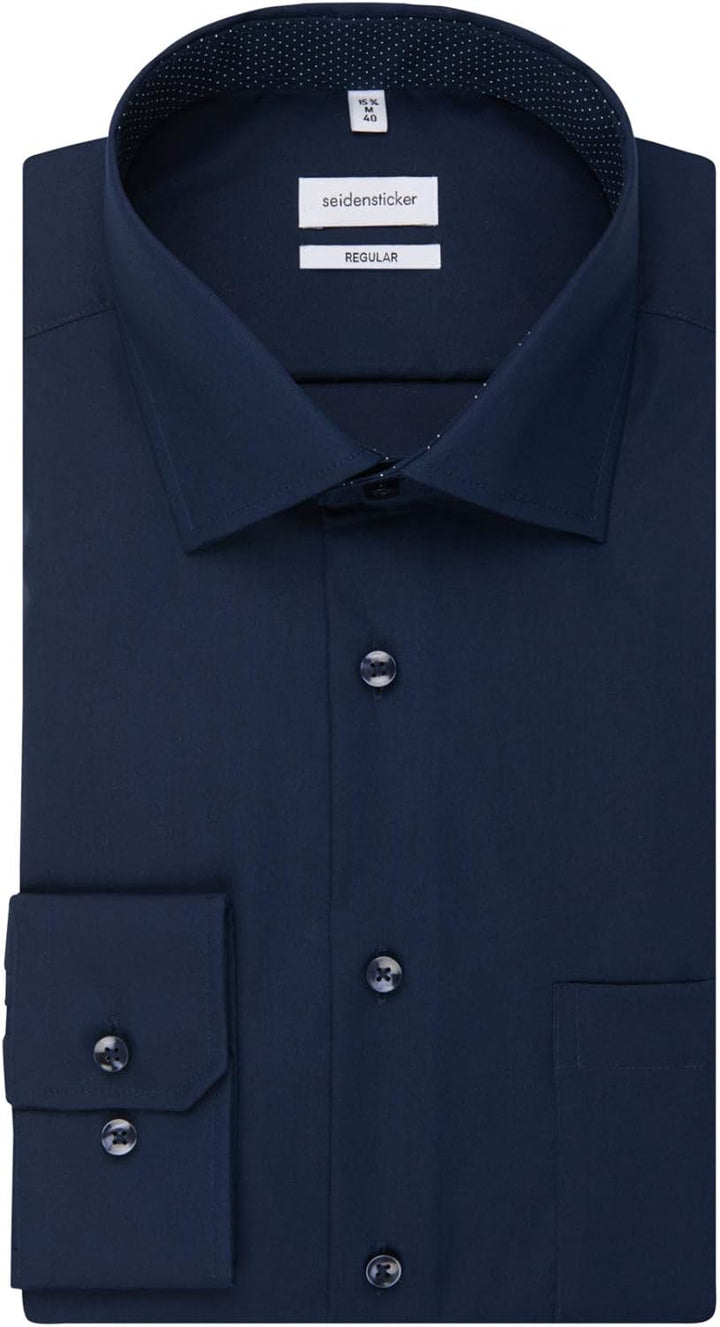 Seidensticker Herren Men Regular Patch Longsleeve Hemd (1er Pack) 38 Dunkelblau(193690), 38 Dunkelbl