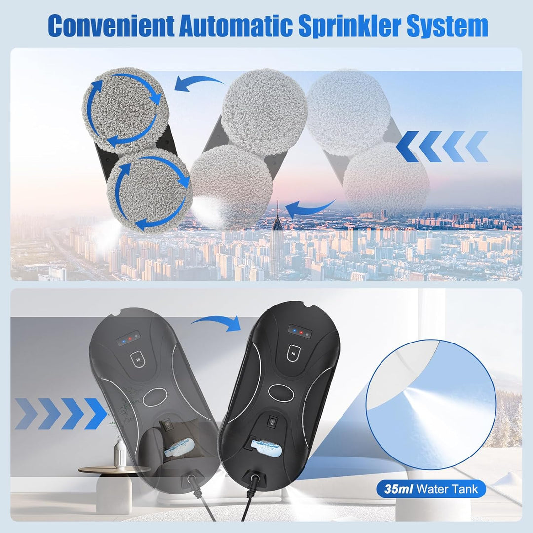 Fensterputzroboter,5600pa Fensterroboter,Elektrischer Fensterputzer Mit Sprühwasser,3 Reinigungsmodi