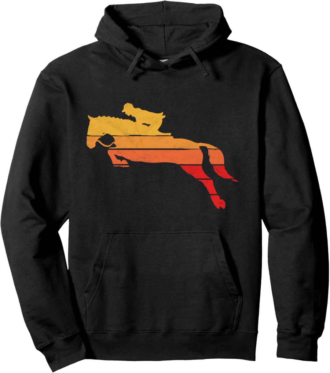 Vintage Horse Rider Girl 80s Hunter Jumper Graphic Pullover Hoodie