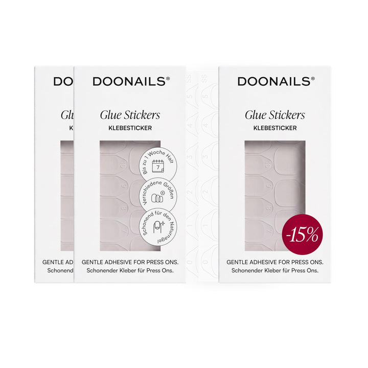 Doonails – Glue Sticker Nagel Klebepads – Spar-Pack - 3x 180 Stück Klebesticker in 15 Grössen – Dopp