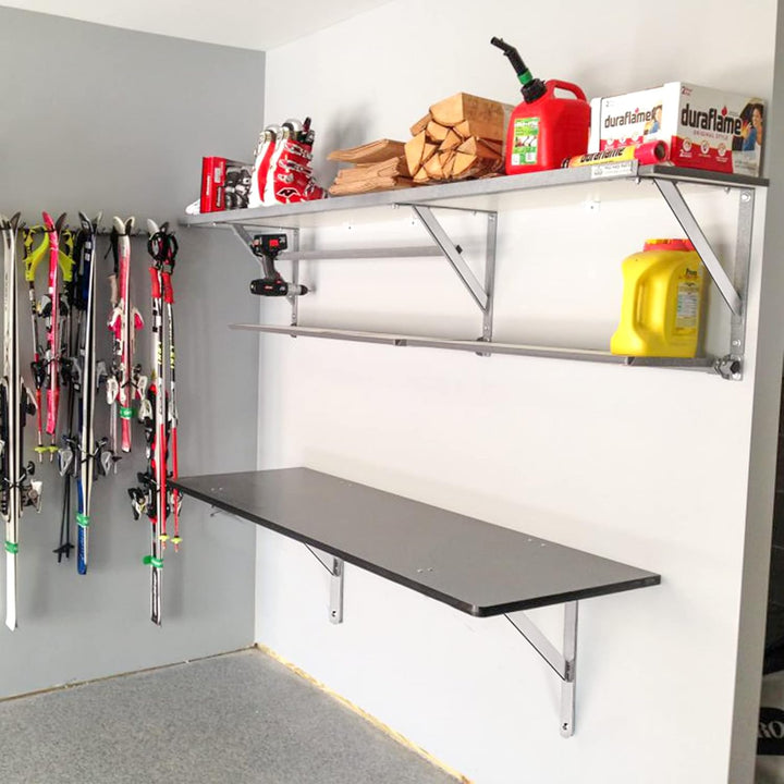 YUMORE Regalhalterung, 51 cm, maximale Traglast 250 kg, robuste Edelstahl-Regalstütze, Eckgelenk, re