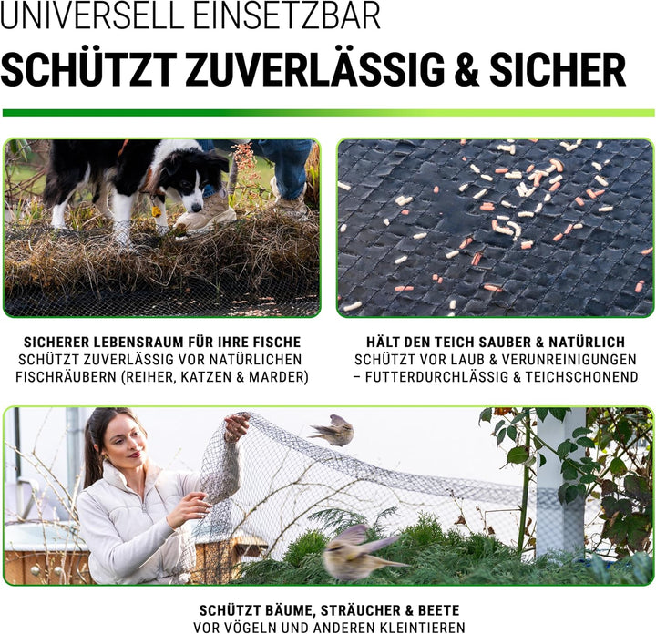 FISO® Teichnetz - 5x6m I Vogelschutznetz engmaschig, robust, witterungs- &amp; UV-beständig I Schwarzes